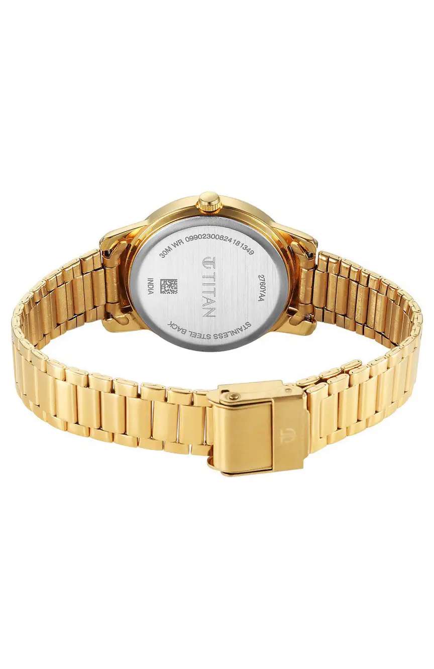 Titan Karishma Quartz Analog Silver Dial Golden Stainless Steel Strap Watch For Women