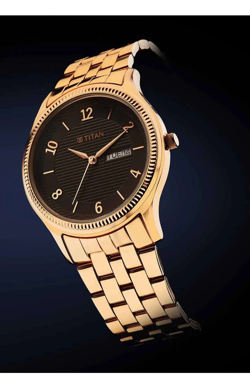 Titan Karishma Brown Dial Analog with Day and Date Stainless Steel Strap Watch for Men