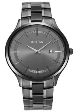 Titan Classique Slimline Anthracite Dial Analog with Date Stainless Steel Strap watch for Men