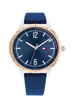 Tommy Hilfiger ساعة تومي هيلفيجر كوارتز بسوار سيليكون للنساء