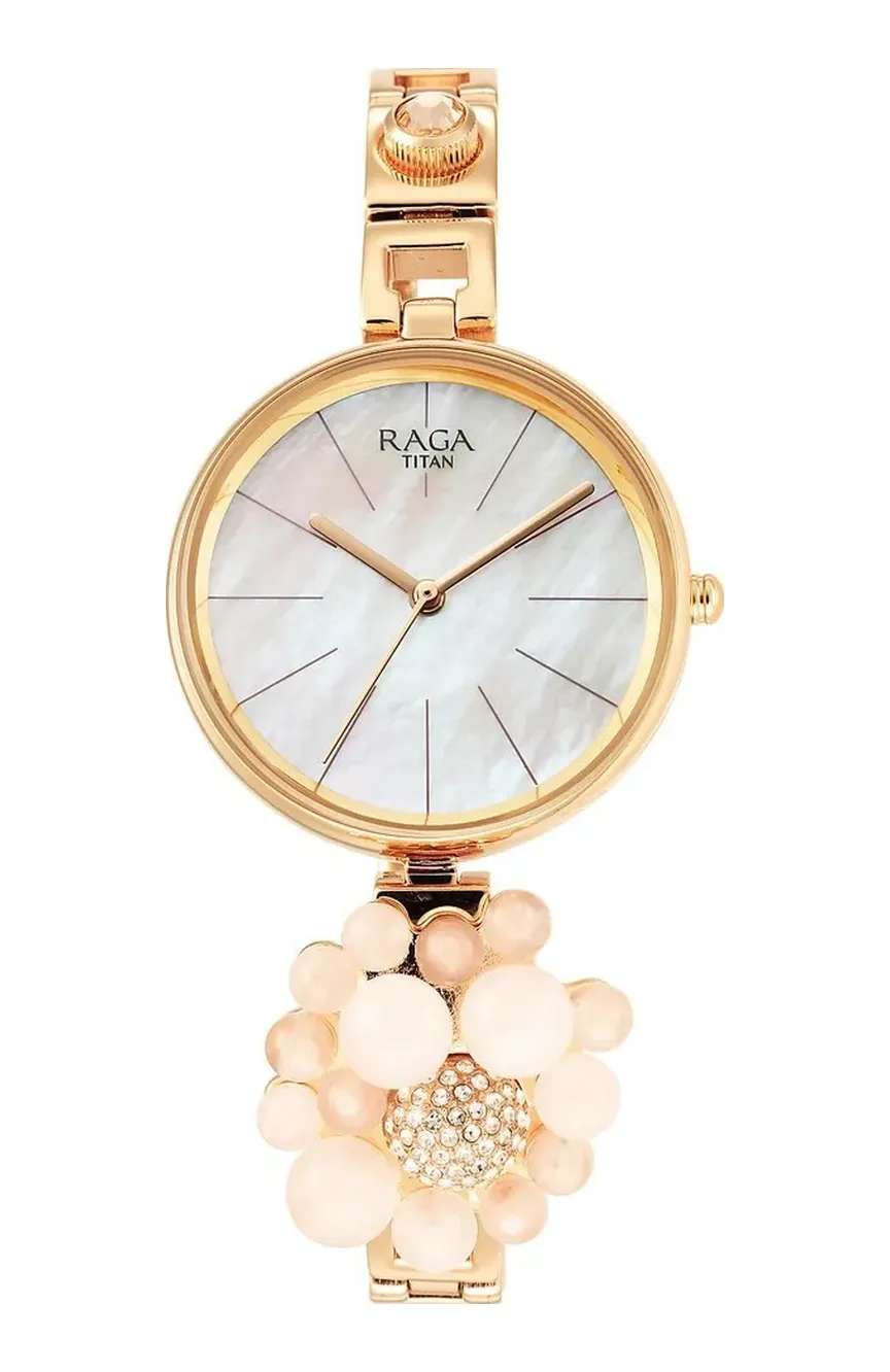 Titan Raga Delight Mother Of Pearl Dial Analog Stainless Steel Strap watch for Women