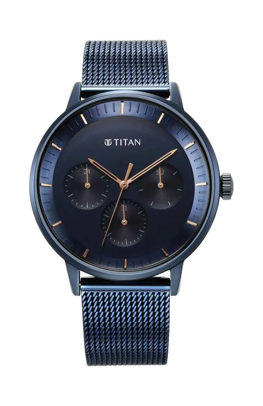 

Titan | Titan Modern Classics Blue Dial Quartz Multifunction Stainless Steel Strap watch for Men