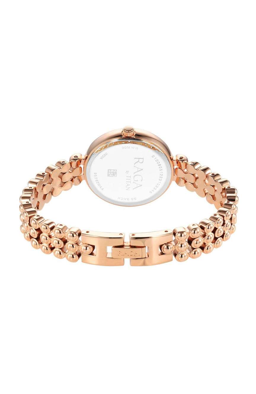 Titan Raga Showstopper Quartz Analog Rose Gold Dial Metal Strap Watch for Women
