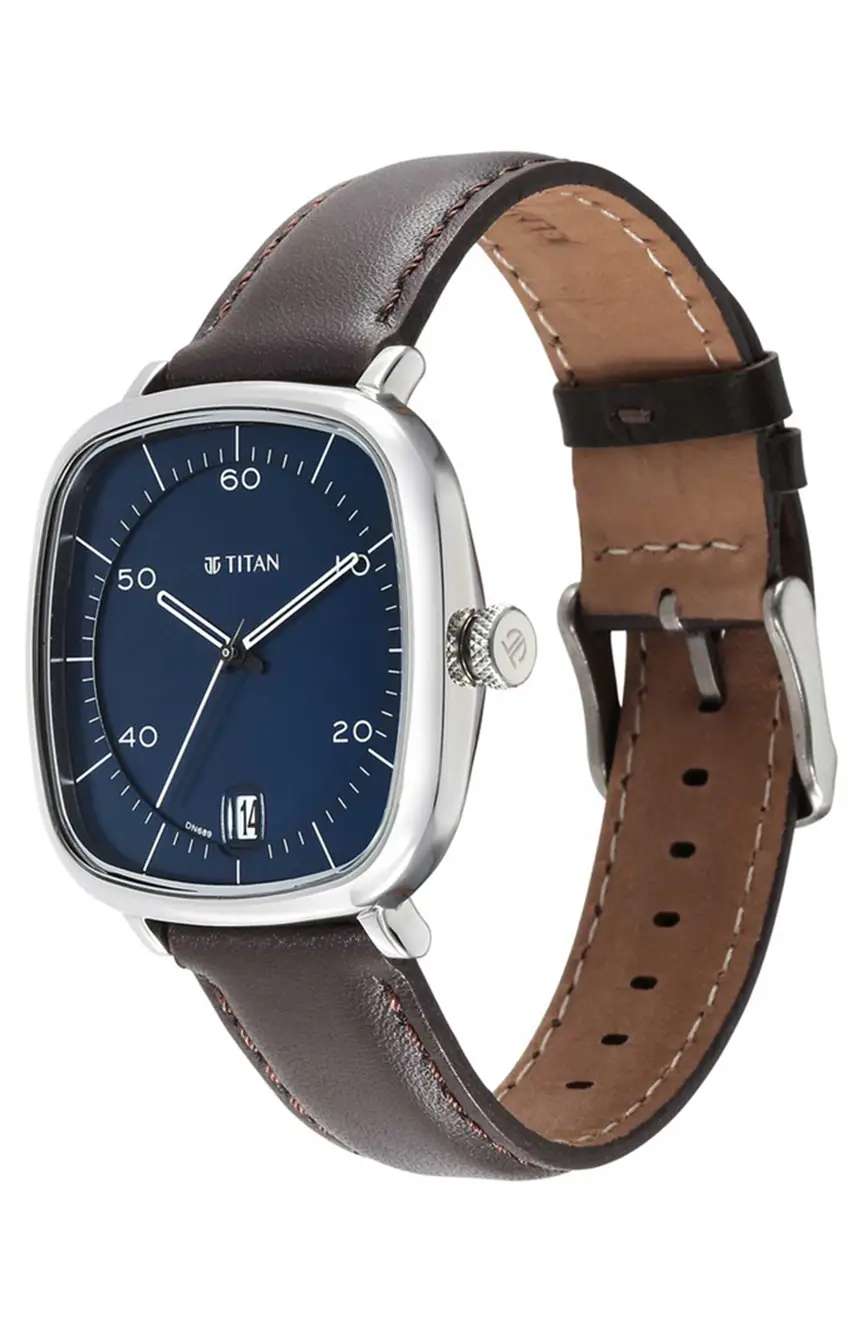 Titan Neo Curve Quartz Analog Anthracite Dial Brown Leather Strap Watch for Men