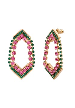 Satellite Prestige Crystal Earrings - Green and Purple