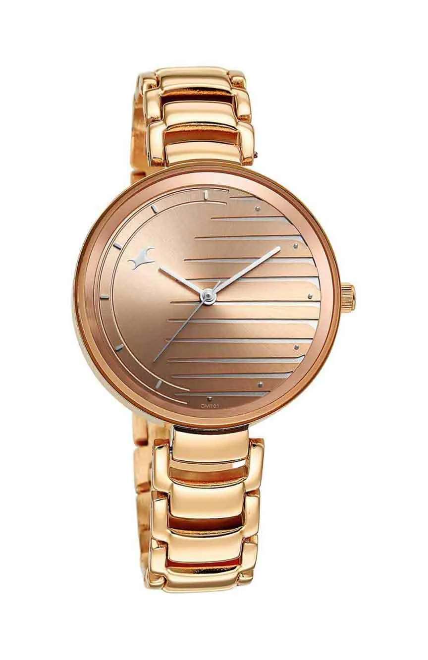 Titan Fastrack Style Up Quartz Analog Champagne Dial Metal Strap Watch for Girls