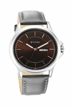 Titan ساعة تيتان كوارتز أنالوج بميناء بني لعرض اليوم والتاريخ للرجال