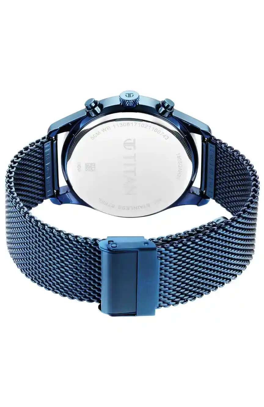 تيتان ساعة تيتان سارتوريال نيو سبلاش متعددة الوظائف بميناء أزرق وسوار شبكي للرجال