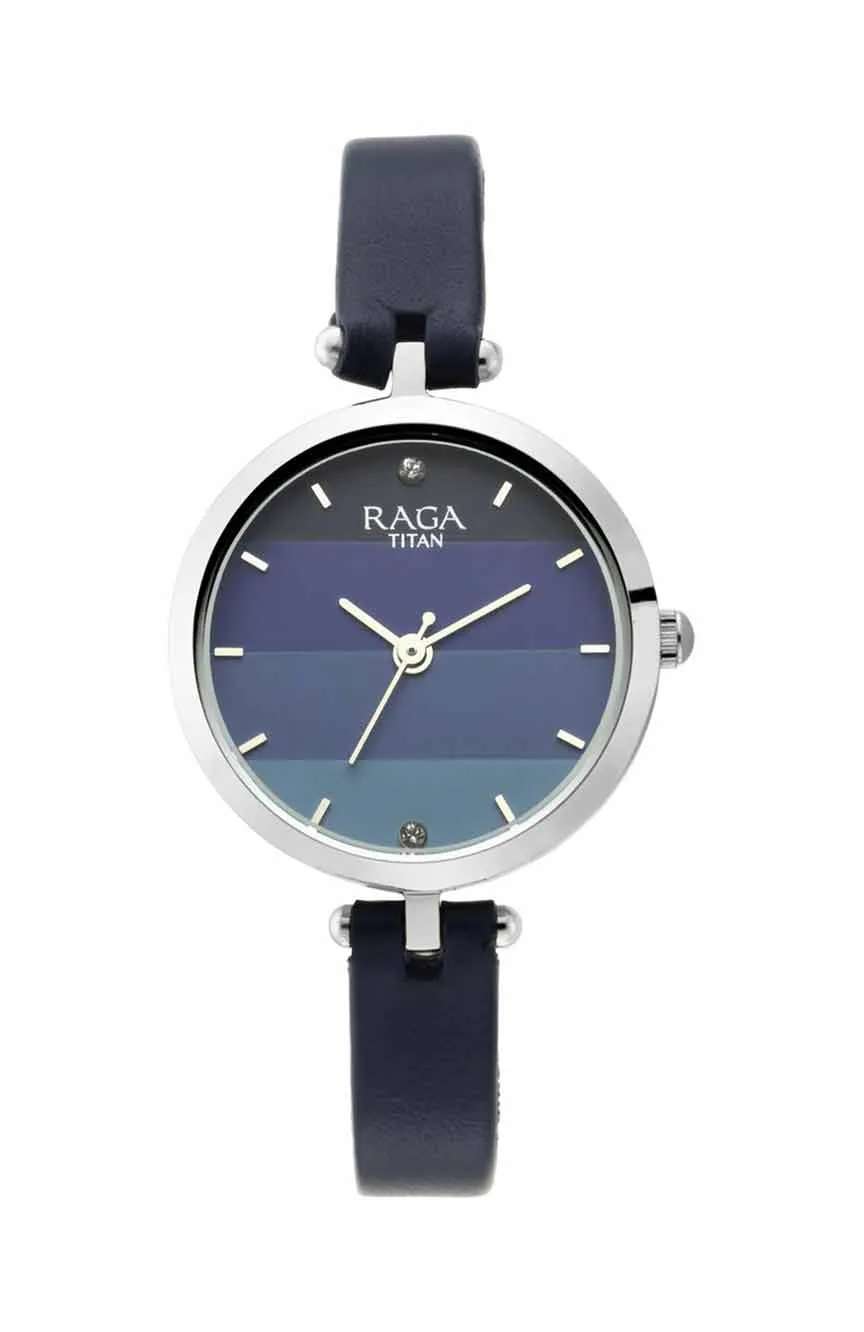 Titan Raga Viva Blue Dial Analog Leather Strap watch for Women