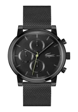 Lacoste ساعة لاكوست ريبلاي بميناء مستدير مقاس 43 مم وسوار ستانلس إستيل للرجال