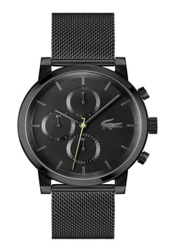 Lacoste ساعة لاكوست ريبلاي بميناء مستدير مقاس 43 مم وسوار ستانلس إستيل للرجال