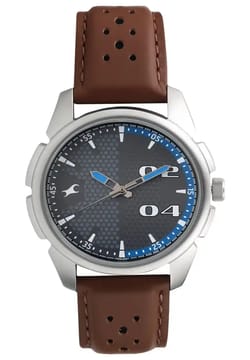 Fastrack  ساعة يد رجالية بسوار جلدي بتقنية الكوارتز