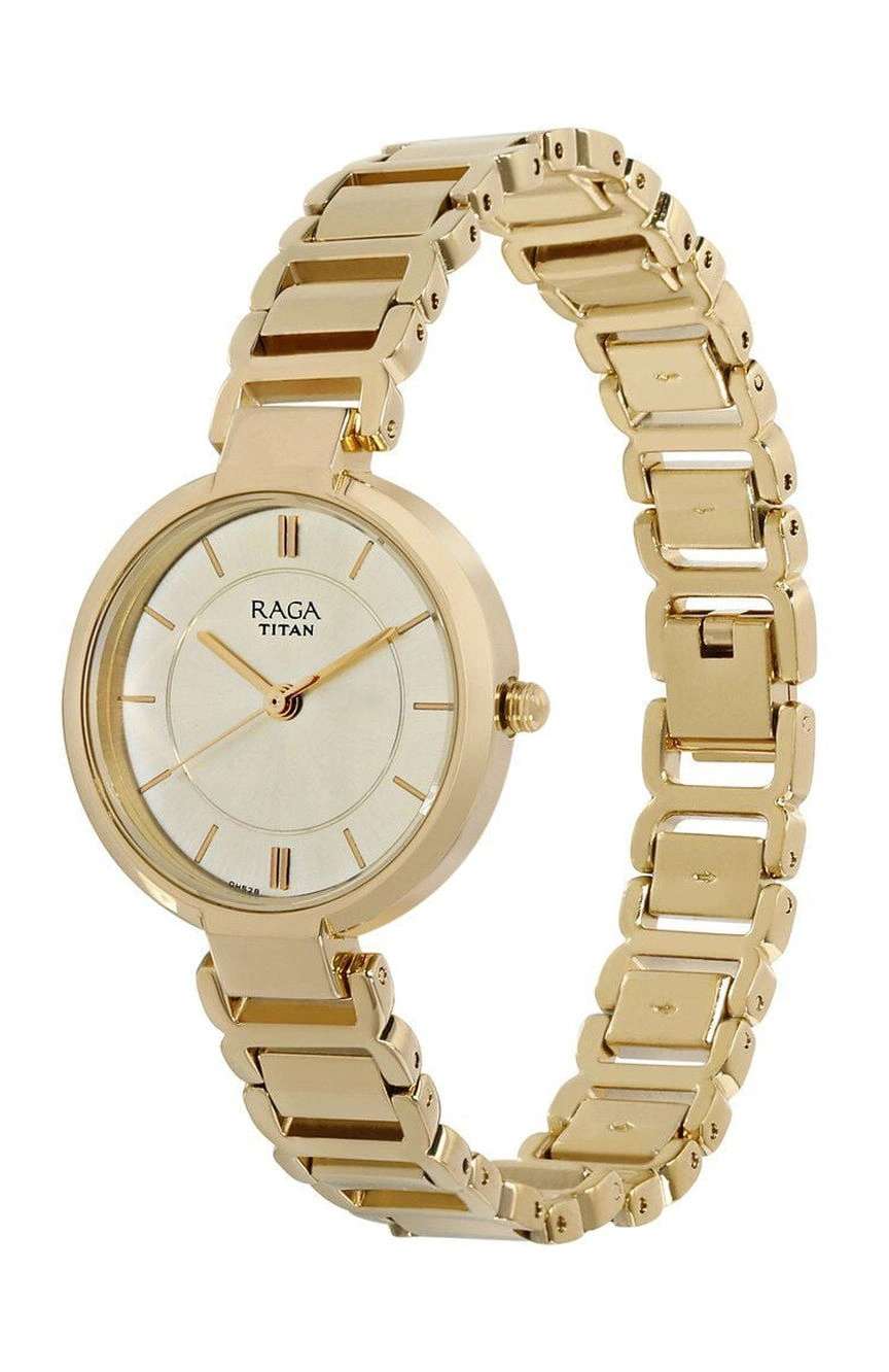 Titan Raga Viva Champagne Dial Women Watch With Metal Strap