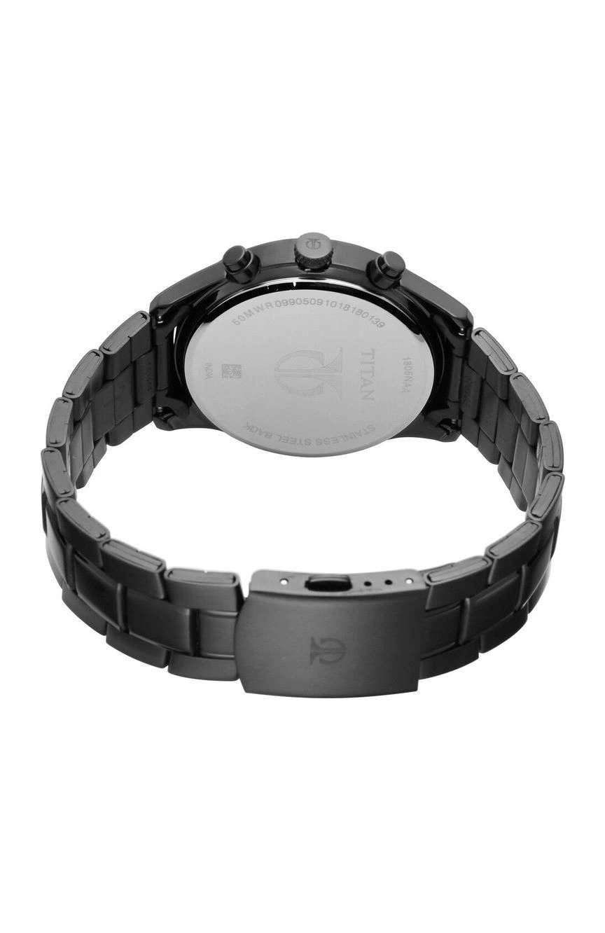 Titan Workwear Multifunction Black Round Dial Black Metal Strap Watch For Men