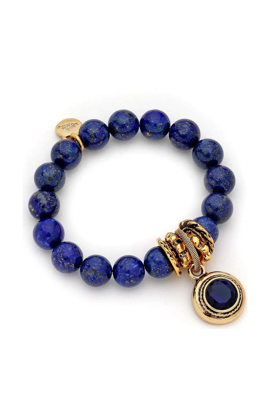 Mon Reve Zircon Charm and Lapis Bracelet