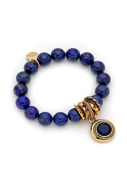 Mon Reve Zircon Charm and Lapis Bracelet
