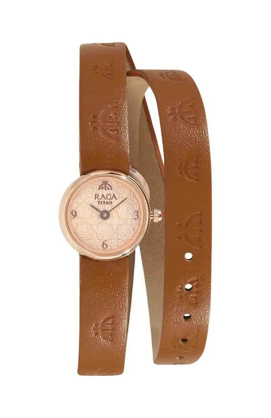 

Titan | Titan Raga X Masaba Rose Gold Dial Analog Leather Strap Watch for Women