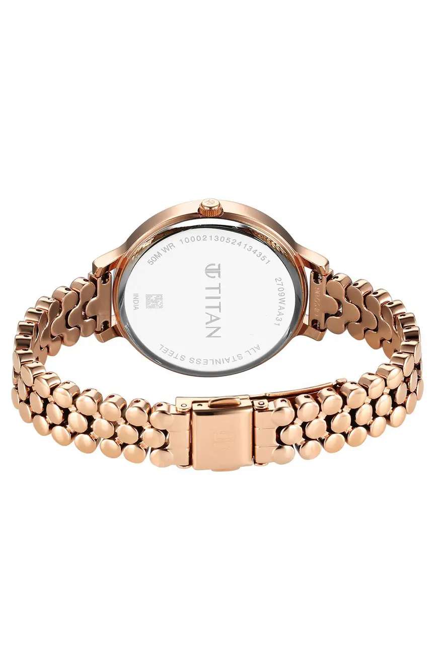 تيتان ساعة تيتان سيكلوديد كوارتز بميناء فضي وسوار معدني للنساء