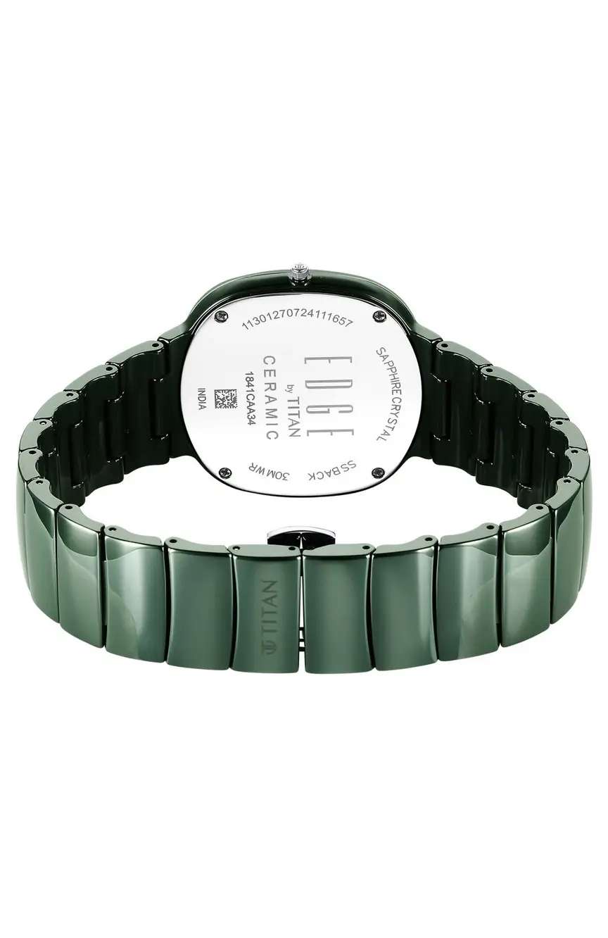Titan Squircle Camo Quartz Analog Green Dial Ceramic Strap Watch For Unisex