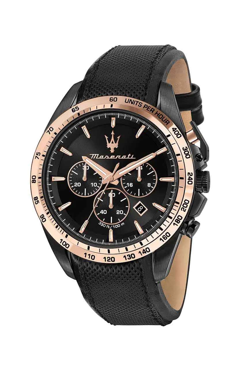 مازيراتي ساعة كوارتز بسوار جلد للرجال