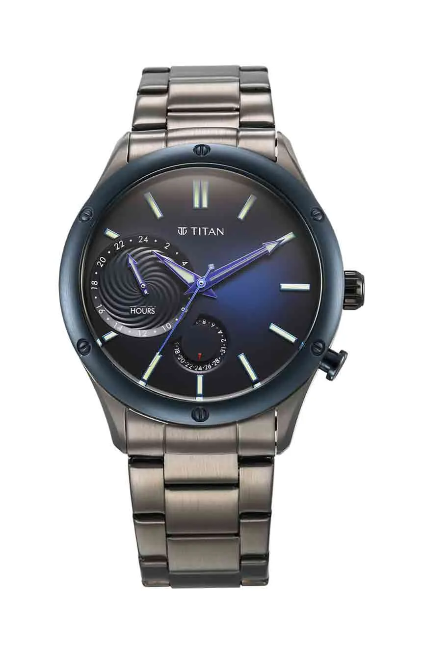 

Titan | men Titan Stellar Quartz Multifunction Blue Dial Stainless Steel Strap Watch for Men
