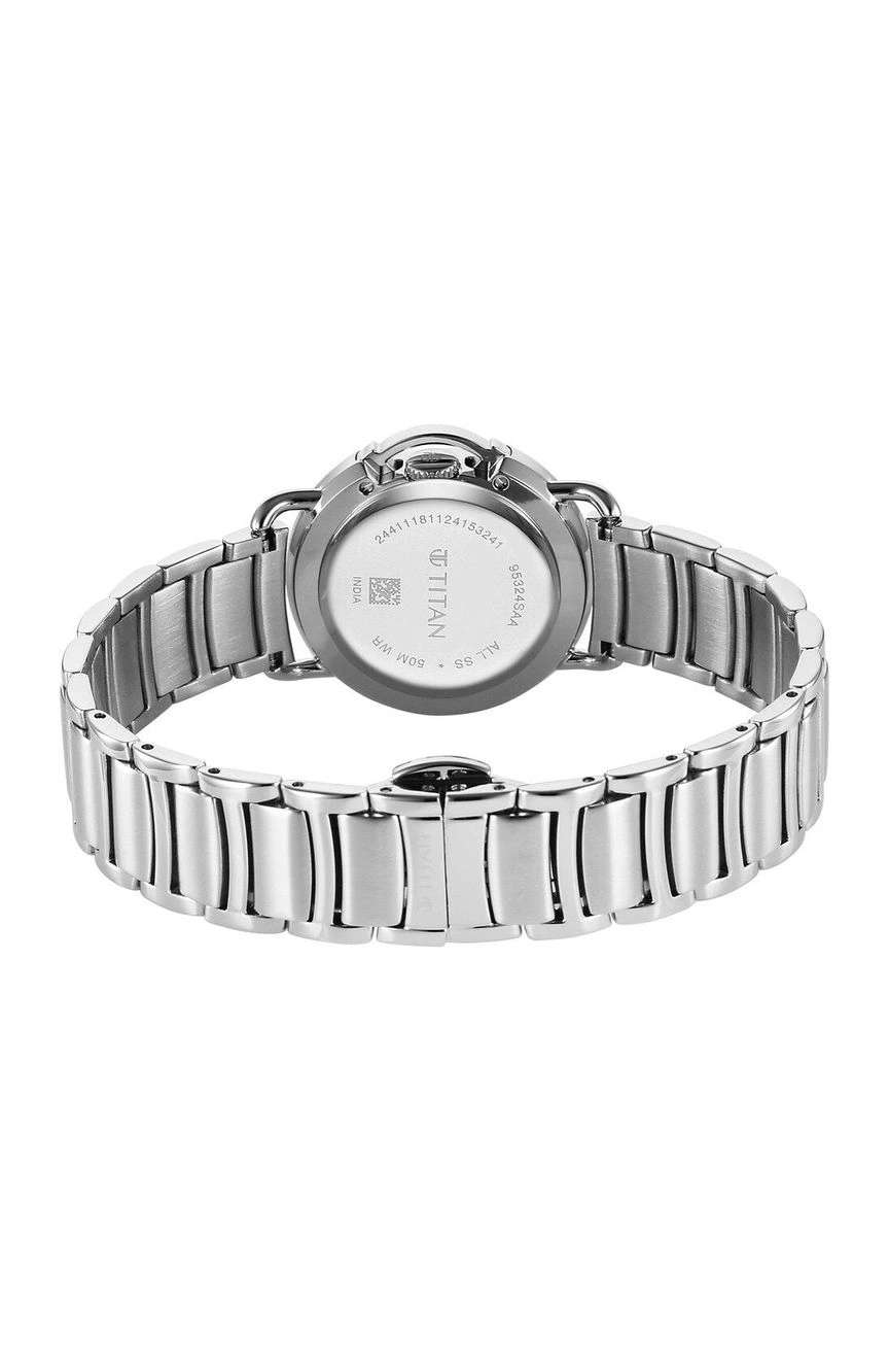 Titan Workmode Quartz Analog Pink Dial Stainless Steel Strap Watch For Women