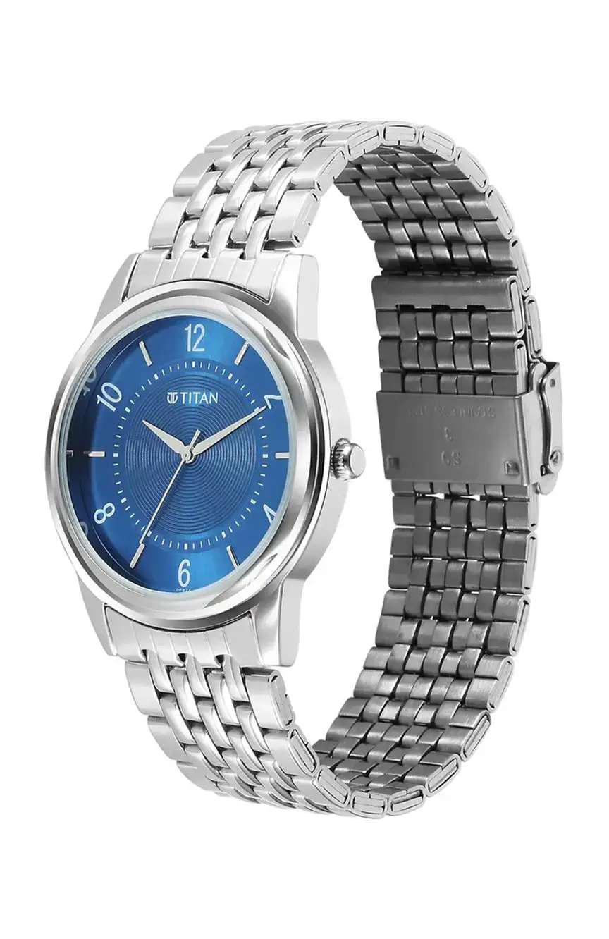 Titan Karishma Zing Quartz Analog Blue Dial Stainless Steel Strap Watch for Men