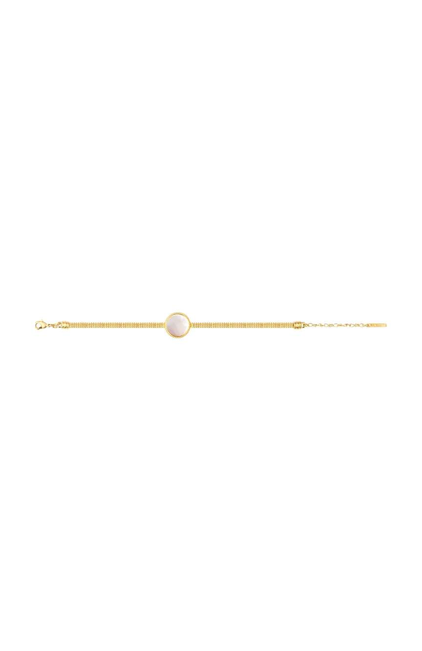 Satellite Ashanti Bracelet In Round Mother-Of-Pearl And Flat Chain -White
