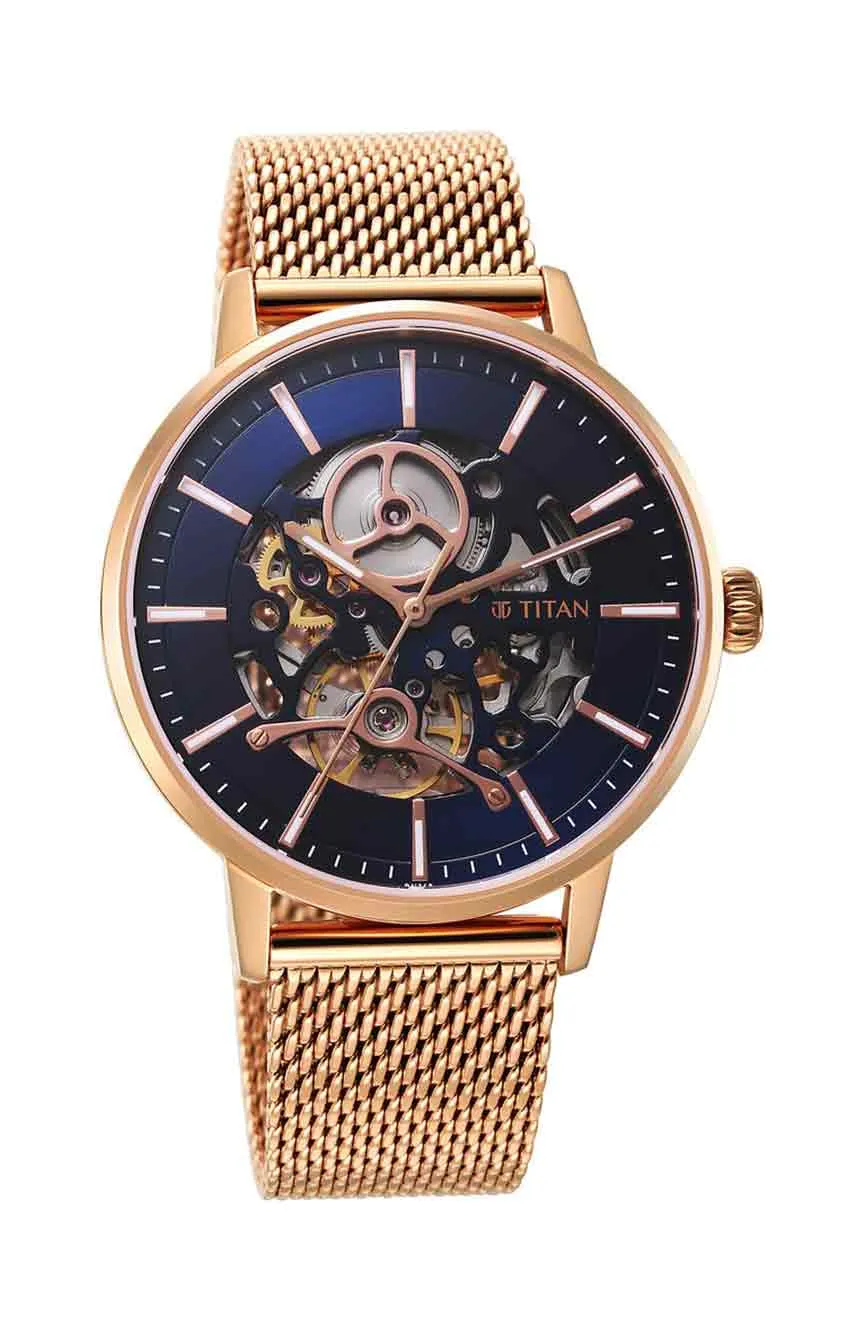 

Titan | Titan Mechanical Slimline Blue Dial Mechanical Stainless Steel Strap watch for Men