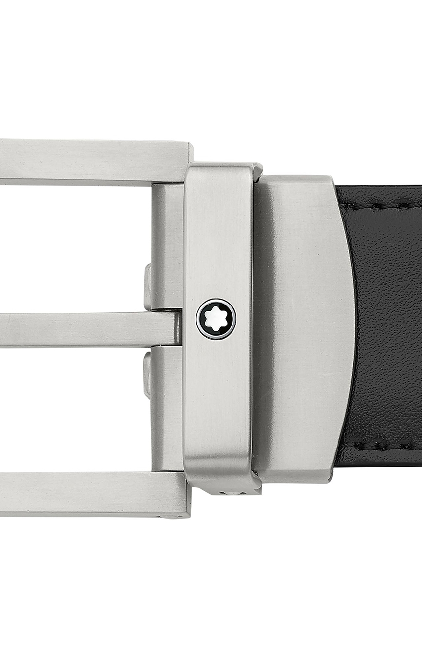 Montblanc Rectangular Matt Titanium Pin Buckle Belt