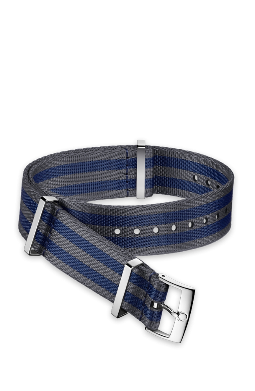 OMEGA Polyamide 5 stripe grey blue strap Size 21 22 MM