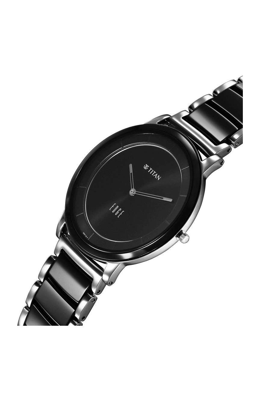 Titan Edge Fusion Quartz Analog Black Dial Two Toned Steel & Ceramic Strap Watch for Men