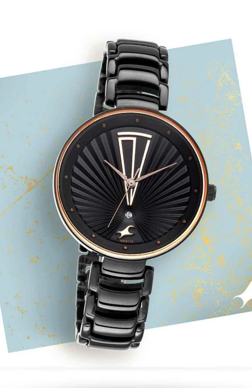 

Titan | Fastrack Ruffles Quartz Analog with Date Black Dial Stainless Steel Strap Watch for Girls