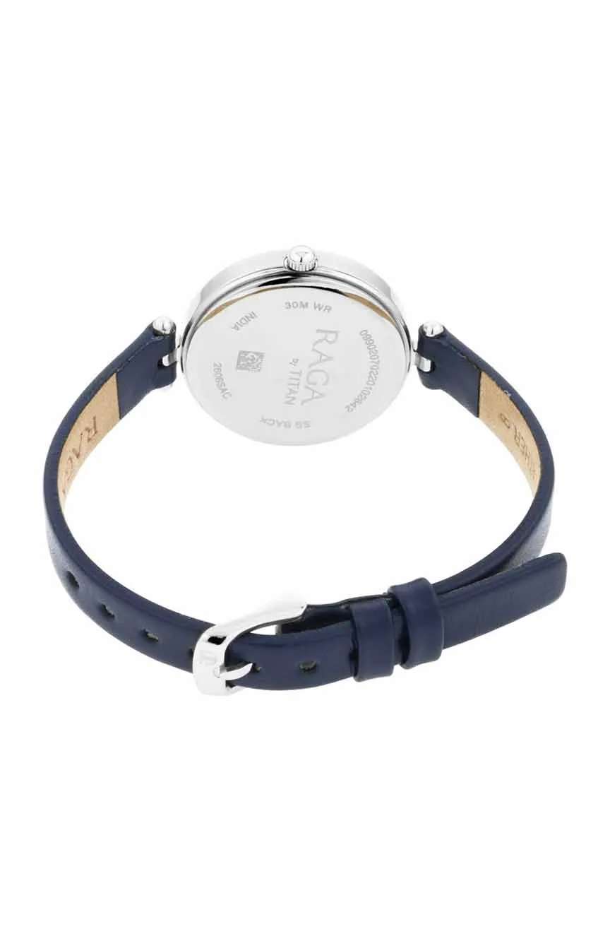 Titan Raga Viva Blue Dial Analog Leather Strap watch for Women