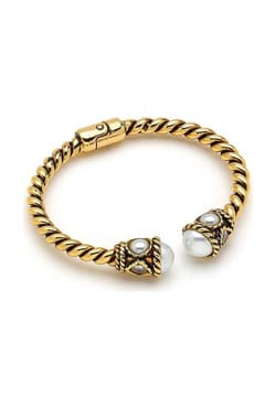 Mon Reve Pearl Gold Plated Cuff Bracelet