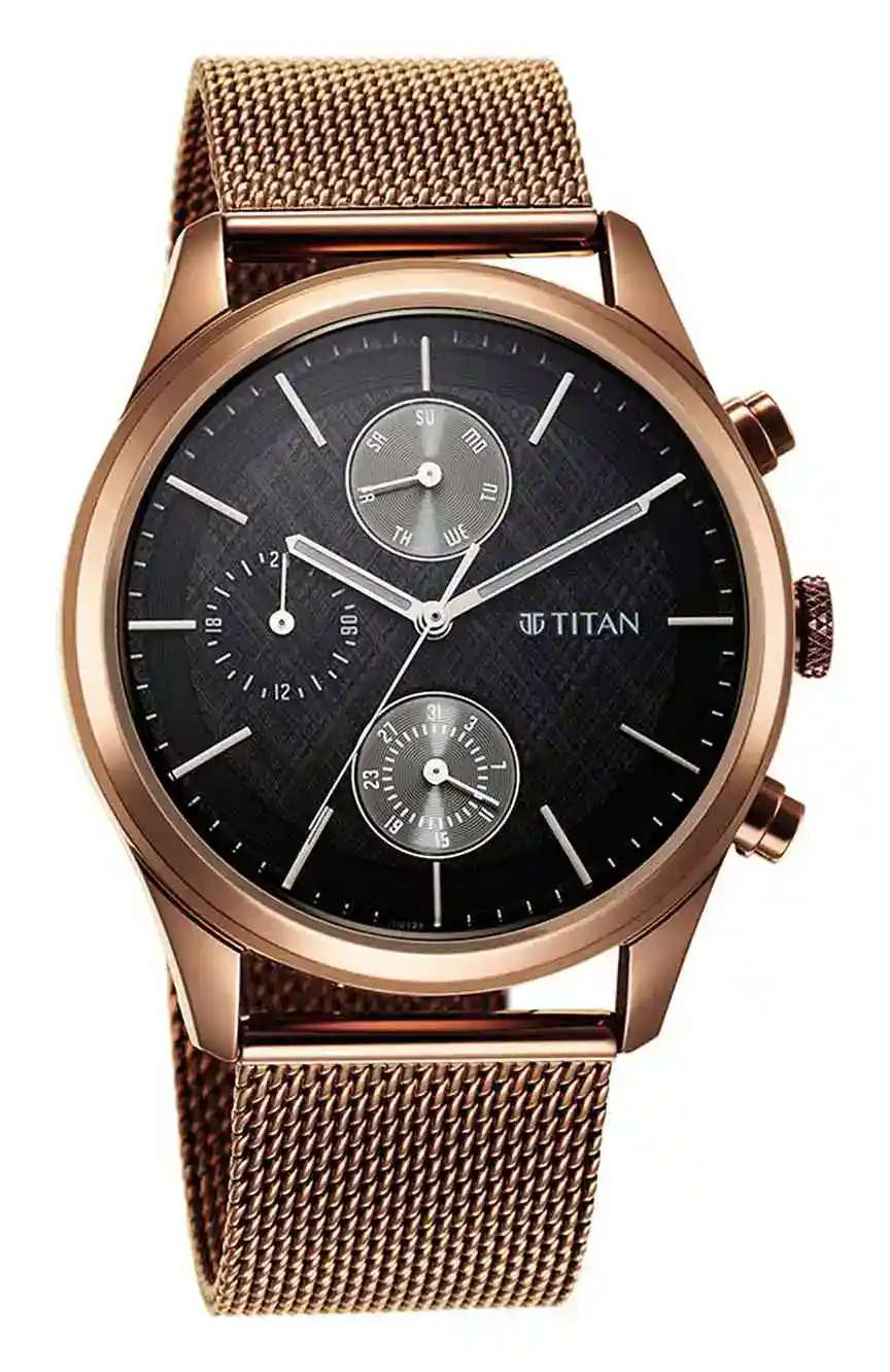 Titan Neo Splash Black Dial Analog Quartz Stainless Steel Strap watch for Men