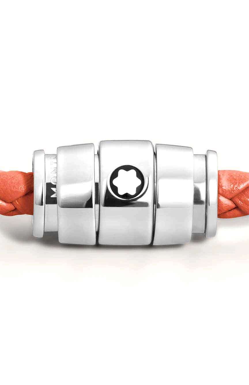 Montblanc Bracelet Steel 3 Rings Meisterstuck Collection In Cayenne Leather, Size 63