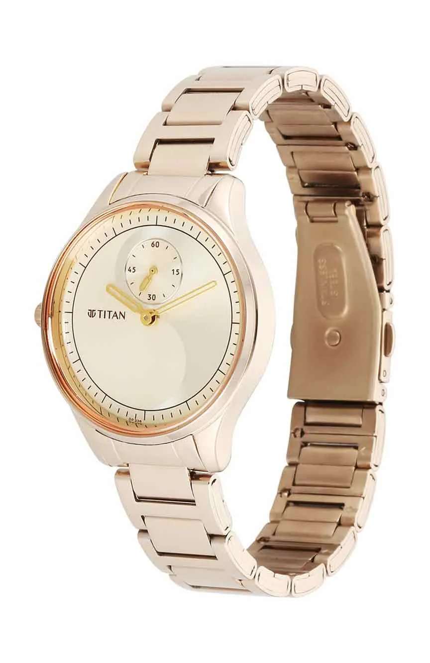Titan Yin & Yang Light Champange Dial Analog Stainless steel Strap Watch for Women