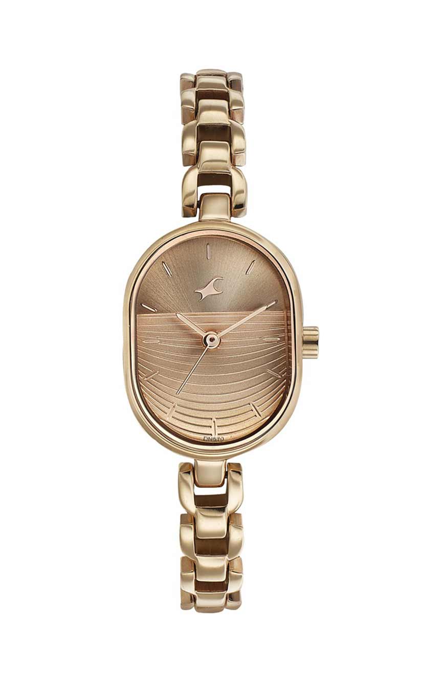 Titan Fastrack Style Up Golden Dial Metal Strap Watch for Girls RivoliShop