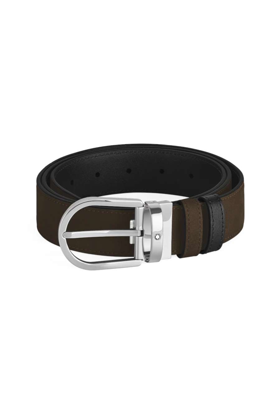 Montblanc Horseshoe 35 mm Reversible Belt in Suede Leather