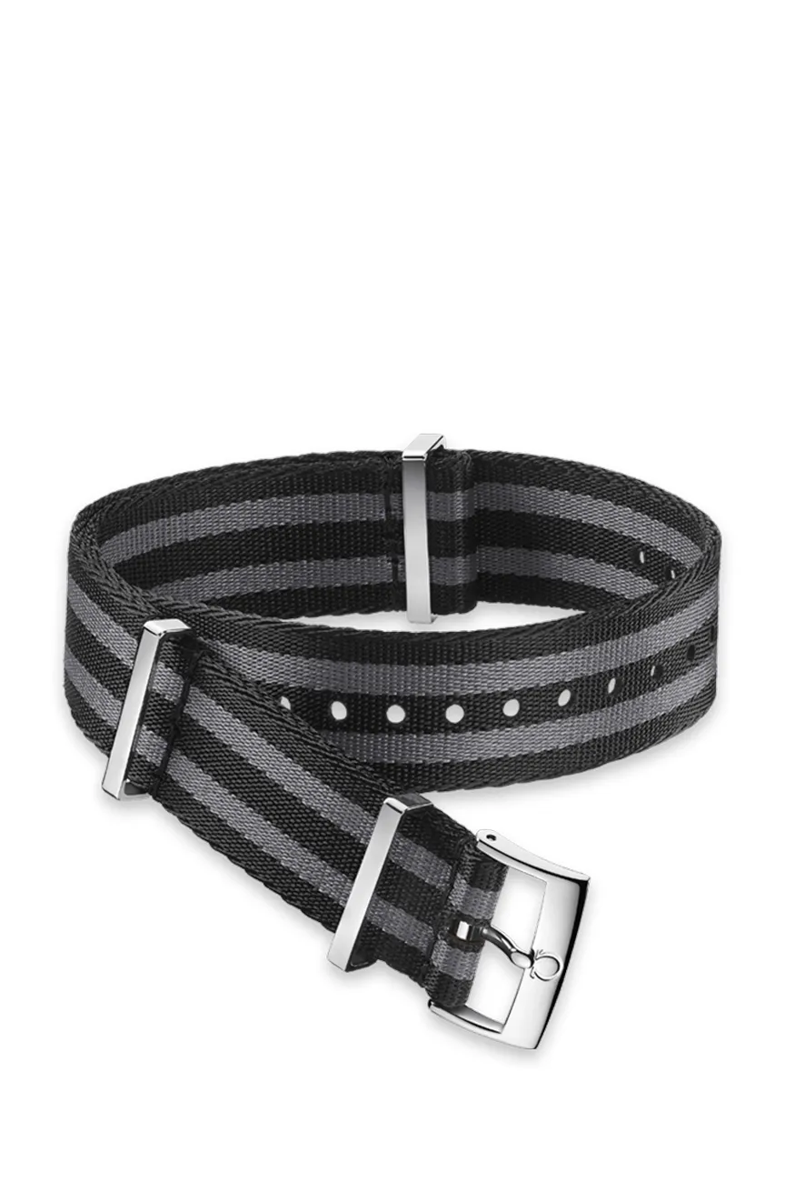 

OMEGA | Polyamide 5 stripe black grey strap Size 21 22 MM