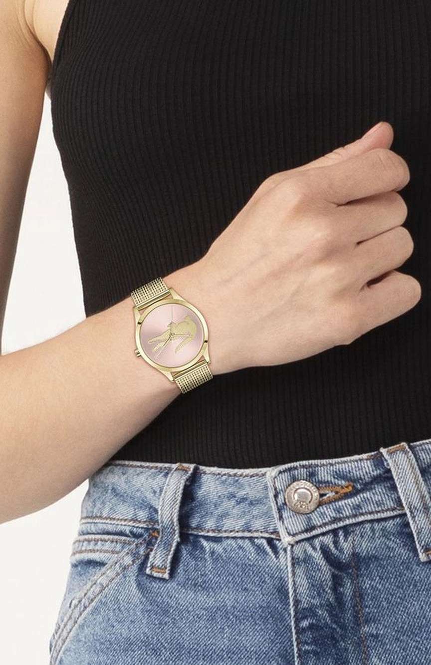 لاكوست ساعة لاكوست كروكودل بميناء مستدير مقاس 36 مم وسوار ستانلس إستيل للنساء