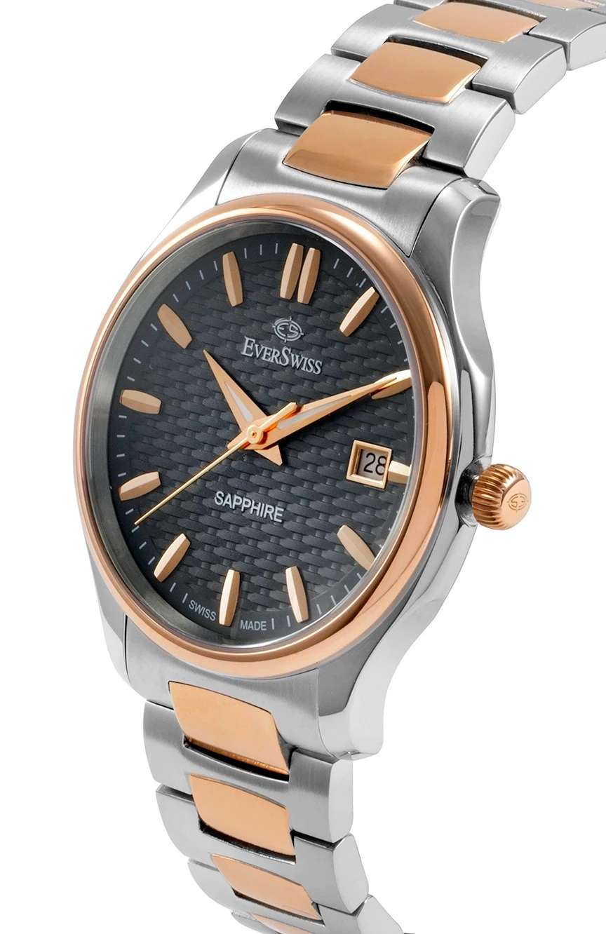 EverSwiss Gents Silver Rose Gold Stainless Steel watch