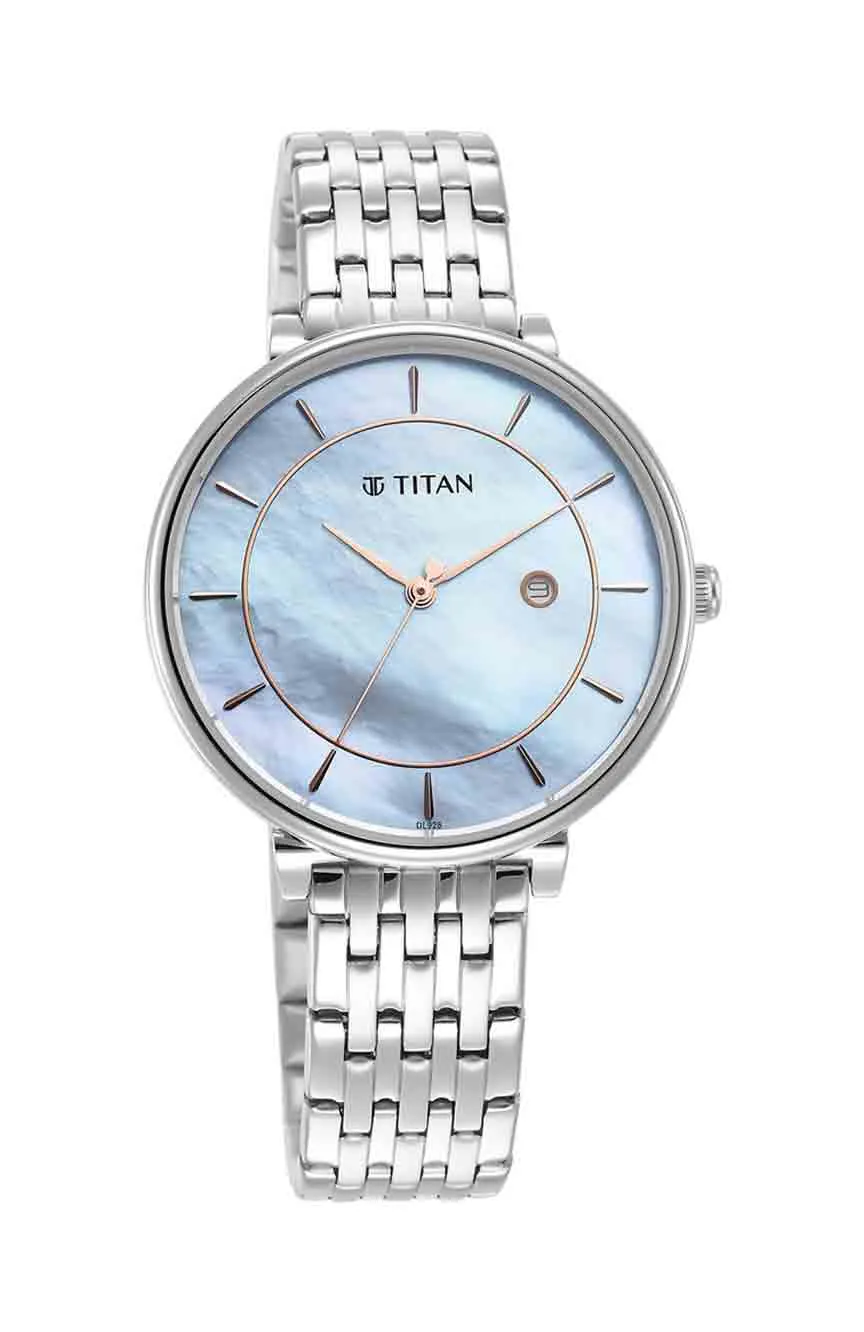 

Titan | Titan Workwear Blue Dial Analog with Date Stainless Steel Strap Watch for Women