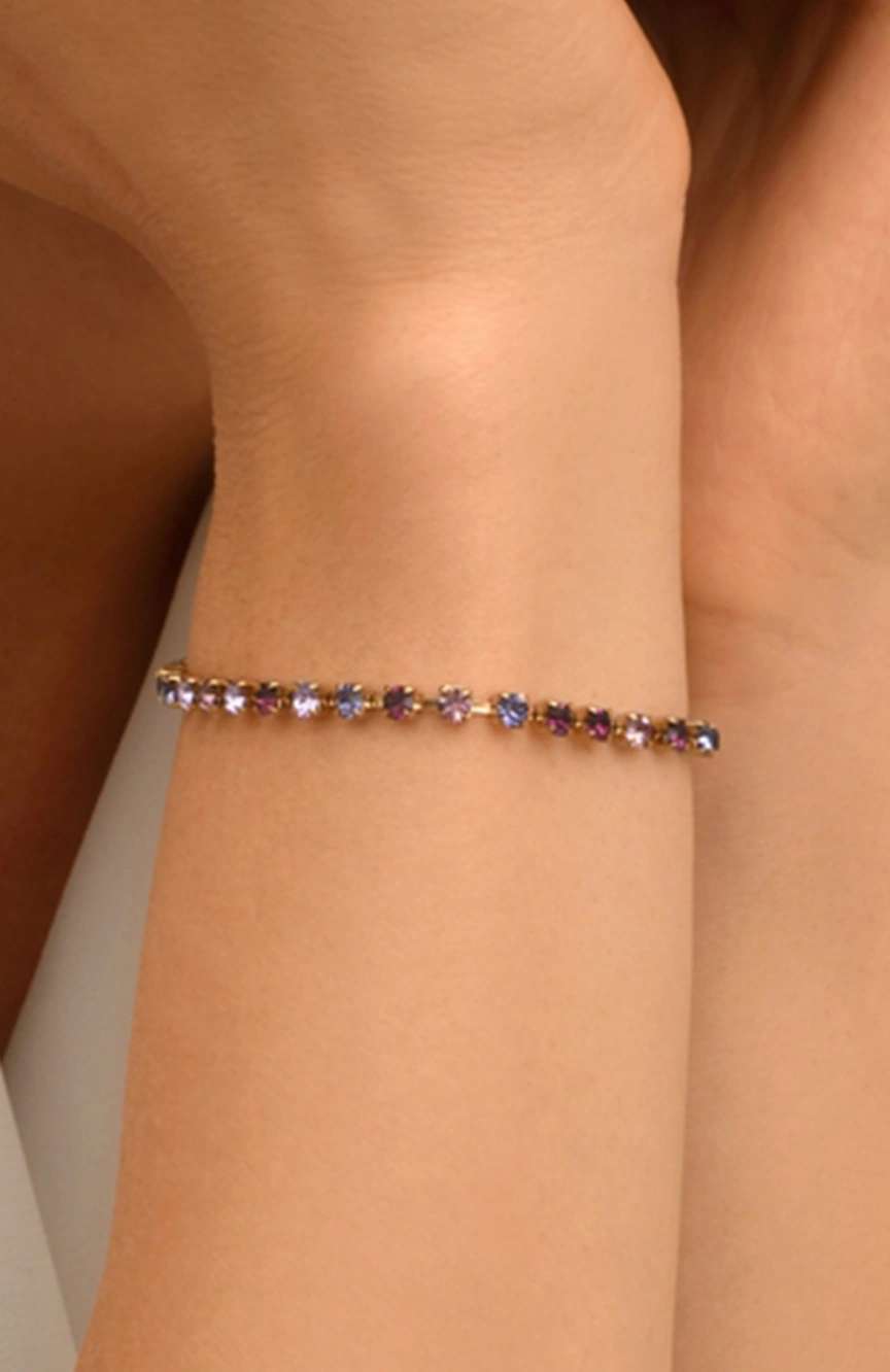 ستالايت سوار صف واحد من الكريستال الفاخر - أرجواني