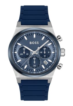 Boss ساعة بوص كاندور كرونو مستديرة بسوار من السيليكون مقاس 41 مم للرجال