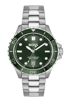 Boss ساعة بوص تروبر سبورت مستديرة بسوار من الفولاذ المقاوم للصدأ مقاس 42 مم للرجال