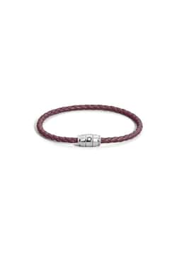 Montblanc Bracelet Steel 3 Rings Meisterstuck Collection In Cassis Leather, Size 68