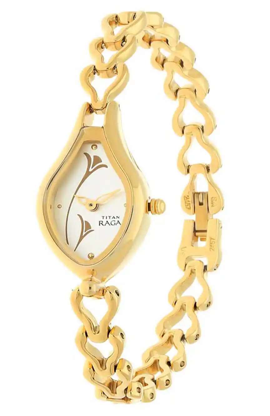 Titan Raga White Dial Women Watch With Metal Strap