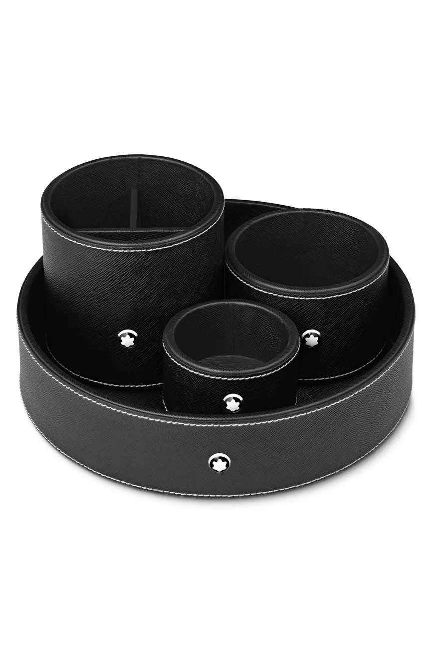 مون بلان درج مكتب دائري صغير جلد لون اسود